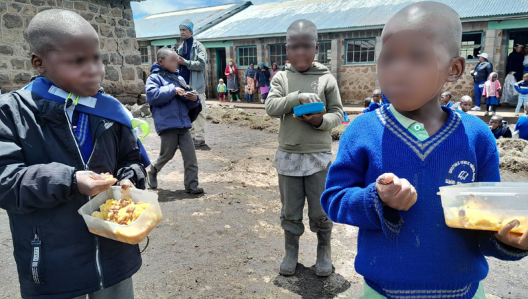 Primary School Children in Semonkong eating their meal